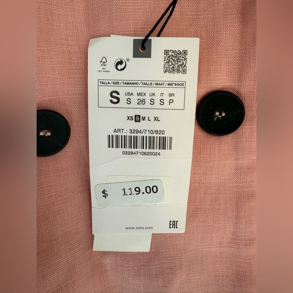 NWT ZARA LINEN BLAZER - Picture 6 of 9